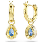 Chroma drop earrings Pear cut, Blue, 18K gold finish